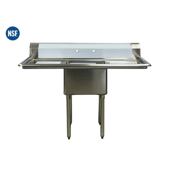 54 in. NSF Freestanding Stainless Steel 1‑Compartment Commercial Sink With Drainboard