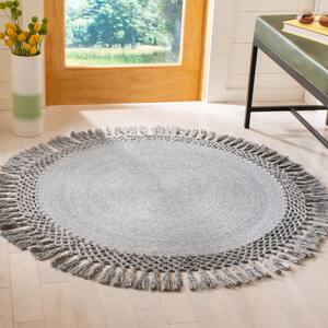 Sahara Silver 4 ft. x 4 ft. Round Solid Area Rug