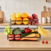 2 Tier Fruit Basket, with Banana Hangers, Metal Wire Storage Stand, Detachable Stackable Holder Organizer, Black QPCFSNLZFX2CQRPIY001V0-250718