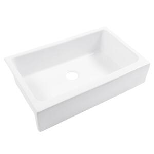 Elevate Quick-Fit Undermount Farmhouse Fireclay 33.85 Single Bowl Kitchen Sink in Crisp White