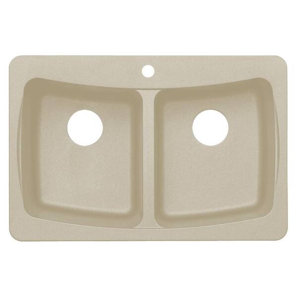 Astracast Dual Mount Granite 33 in. 3-Hole Double Bowl Kitchen Sink in Sahara Beige