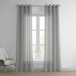 Paris Grey Solid Grommet Sheer Curtain - 50 in. W x 96 in. L (1 Panel)