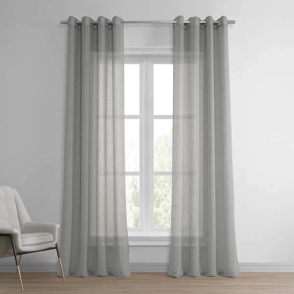 Exclusive Fabrics & Furnishings Paris Grey Solid Grommet Sheer Curtain - 50 in. W x 120 in. L (1 Panel)