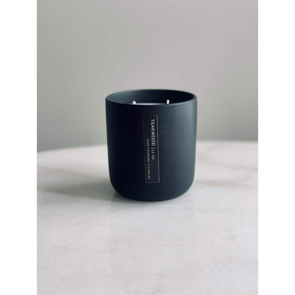 Z Candles Teakwood, Matte Black Candle 12 oz.