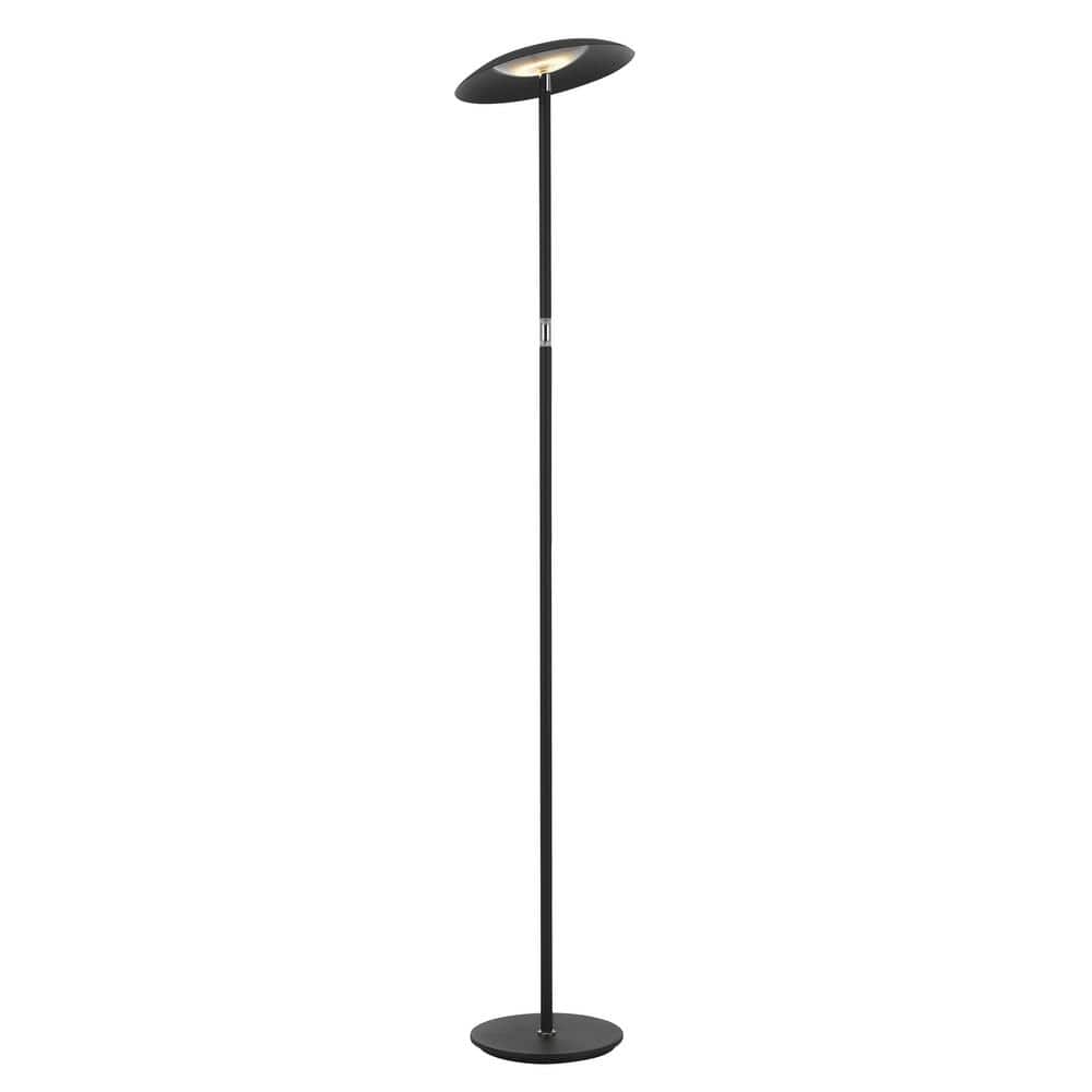 Adjustable Black LED Torchiere Floor Lamp with Touch Dimmer