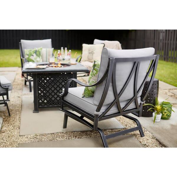 hampton bay highland point fire pit set