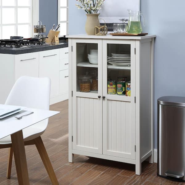 Farmhouse Easy White Storage Cabinet SKEGL19295A2EW - The Home Depot