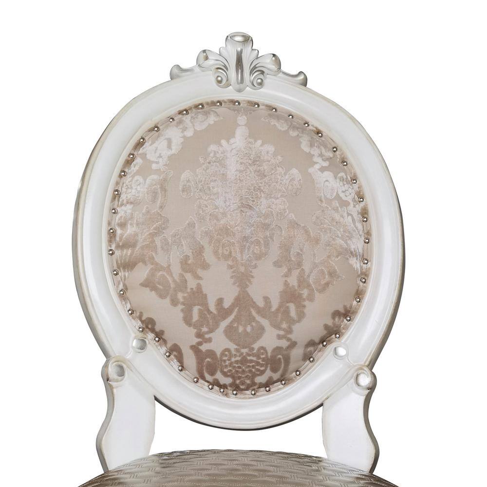 Versailles White Faux Leather Upholstered Side Chair with Wood Frame