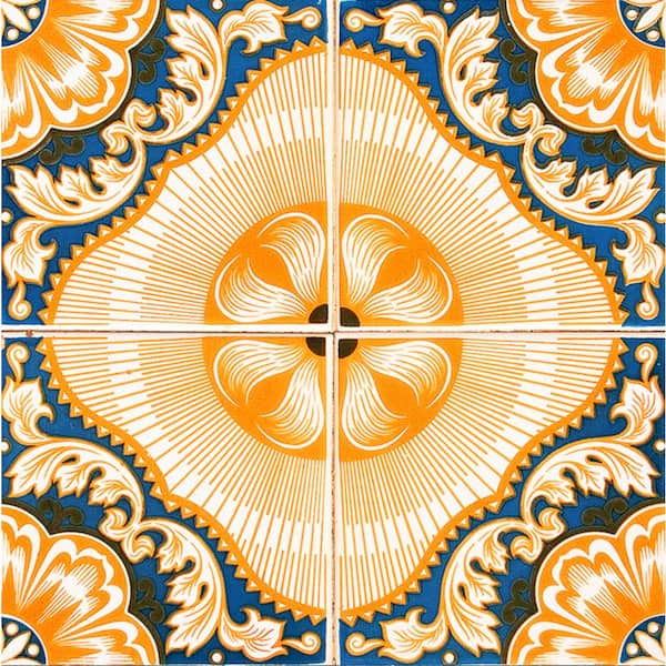 Blue and Orange H1 5 in. x 5 in.Vinyl Peel and Stick Tile (24 Tiles, 4.17 sq.ft./pack)