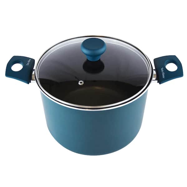 Taste of Home 8 qt. Aluminum Nonstick Stock Pot in Sea Green with Lid
