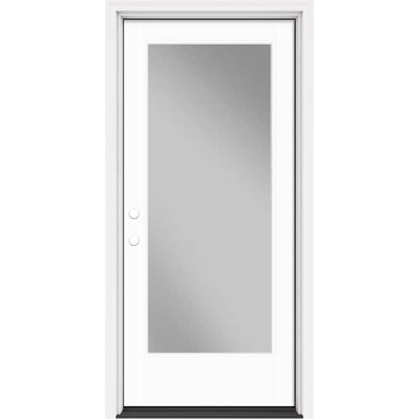 Masonite Performance Door System 36 in. x 80 in. VG Full Lite Right-Hand Inswing Clear White Smooth Fiberglass Prehung Front Door
