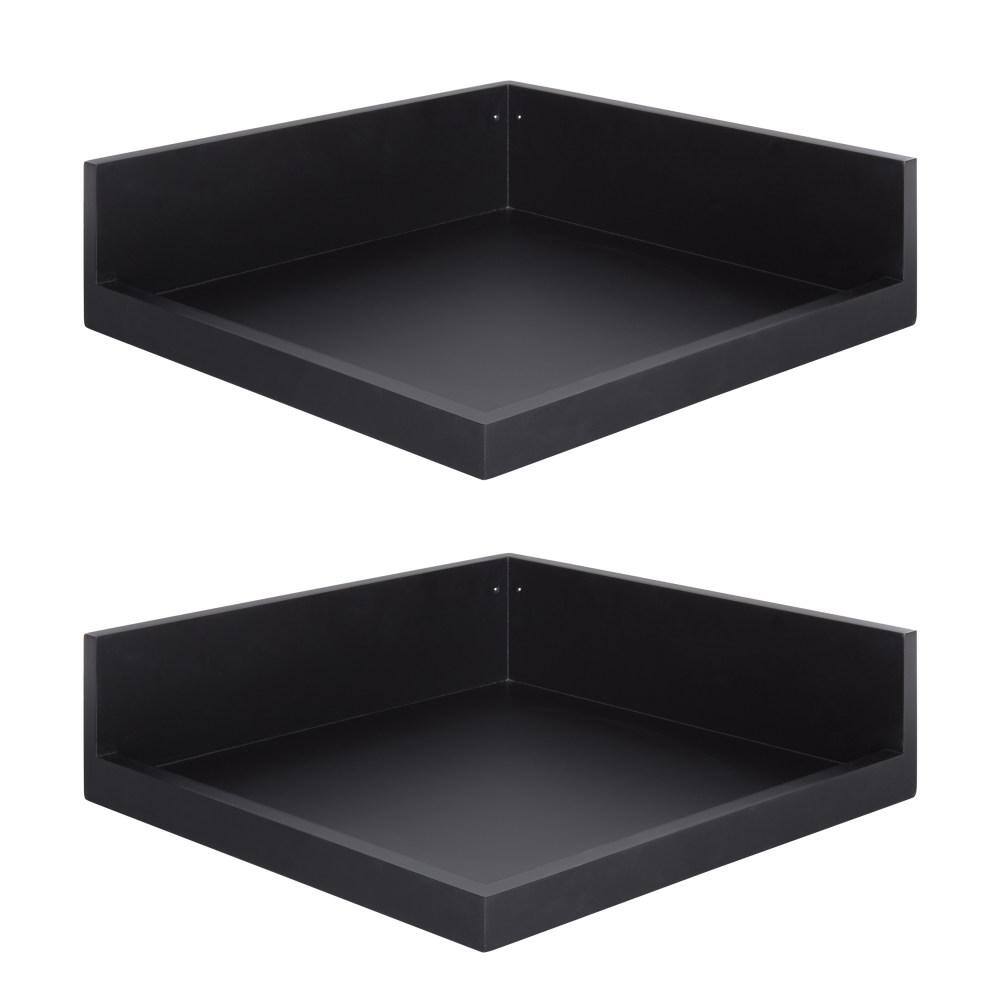 Kate and Laurel Square Floating Shelves, 16.14" x 7.87", Black
