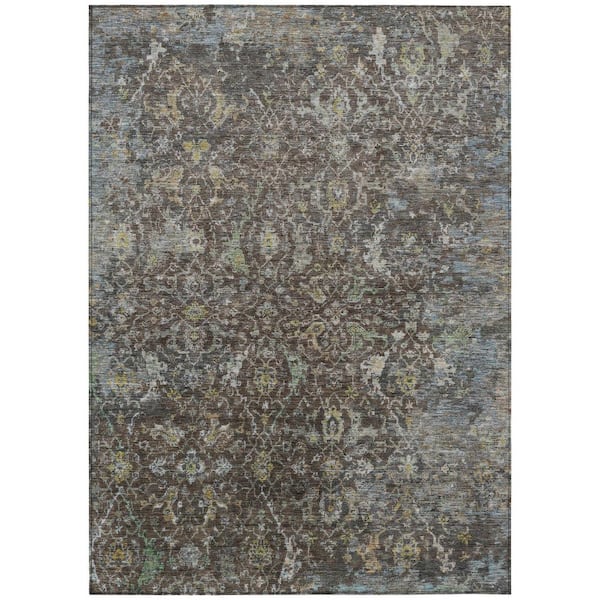 Chantille Machine Washable Indoor/Outdoor Abstract ACN2359 Chocolate 8 ft. x 10 ft. Area Rug