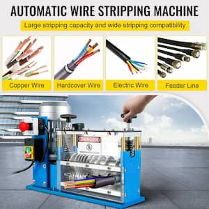 Electric Cable Stripping Machine 370-Watt 0.06 in. to 0.15 in. Automatic Wire Stripper with 11 Channels 10 Blades