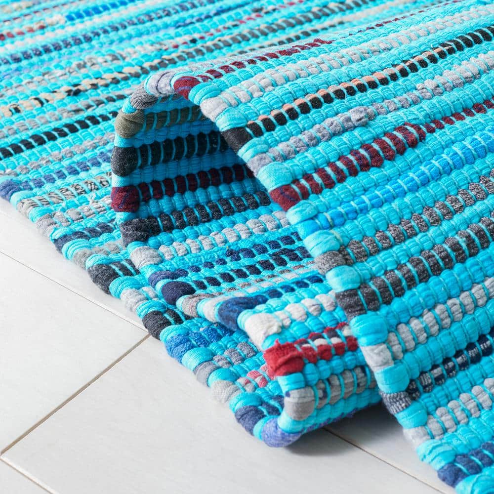 Handmade Light Blue Cotton Flat Woven Area Rug, 4' x 6'