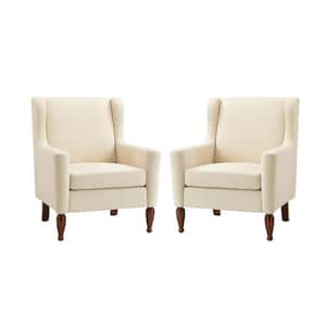 Arwid Ivory Armchair with Solid Wood Legs Set of 2