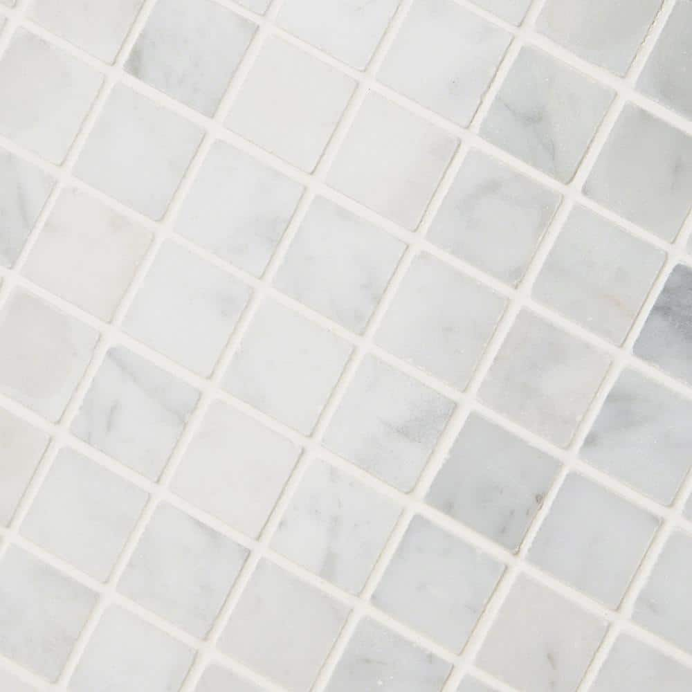 Buy White Carrera Squares 12 In X 12 In Polished Marble Mosaic Tile