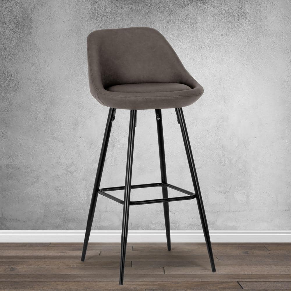 Modern Matte Brown Faux Leather 30'' Counter Stool with Metal Frame (Set of 2)
