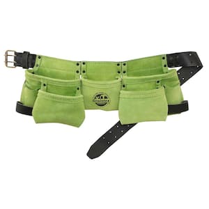 9-Pocket Children Tool Apron in Lime Green Suede Leather