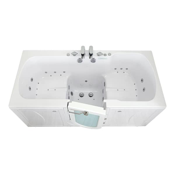 Ella Big4Two 80 in. x 36 in. Center Drain Walk-In Whirlpool and Air Bath Bathtub in White,Foot Massage, Heated Seats, LH Door
