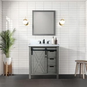 Marsyas 30 in W x 22 in D Ash Grey Bath Vanity without Top and 28 in Mirror