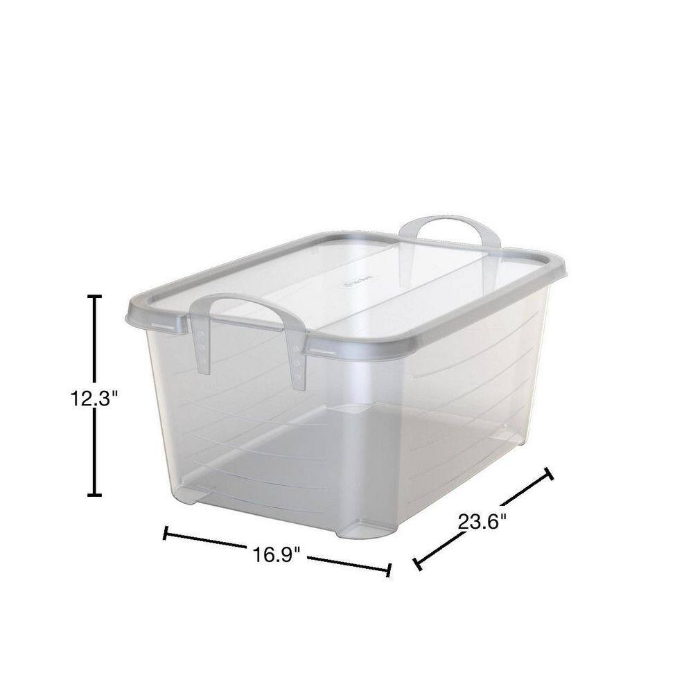 Clear Stackable Plastic Storage Box with Lid, 55 Quart