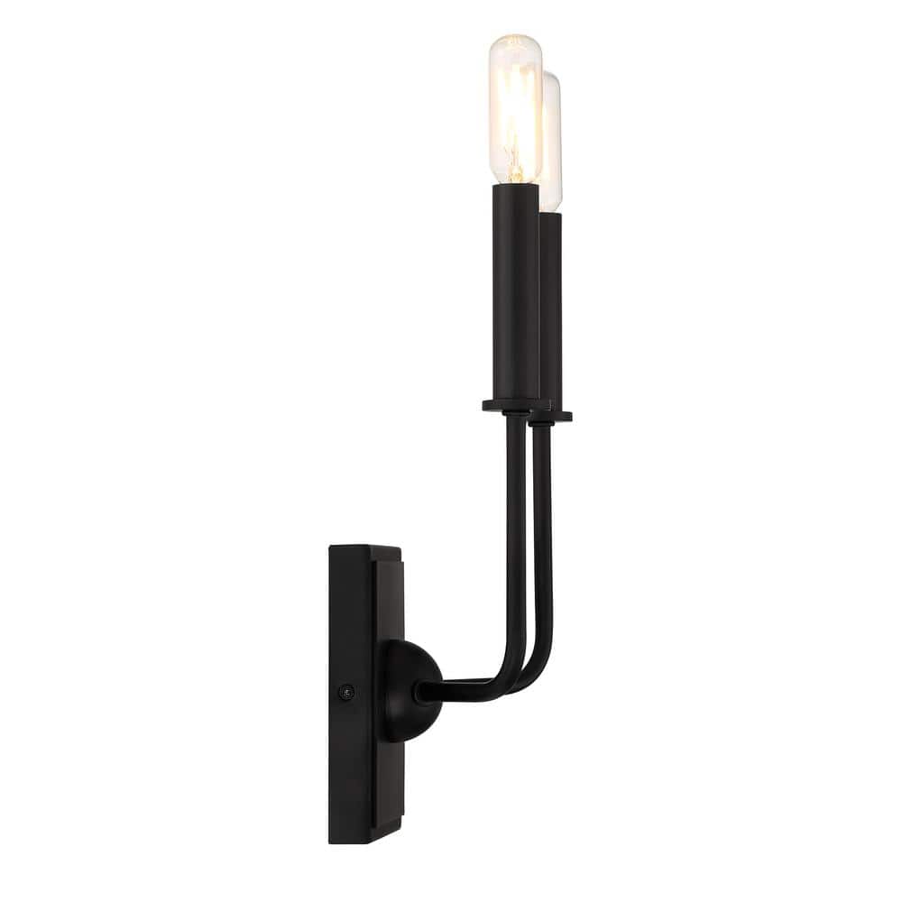 Matte Black 2-Light Dimmable Wall Sconce