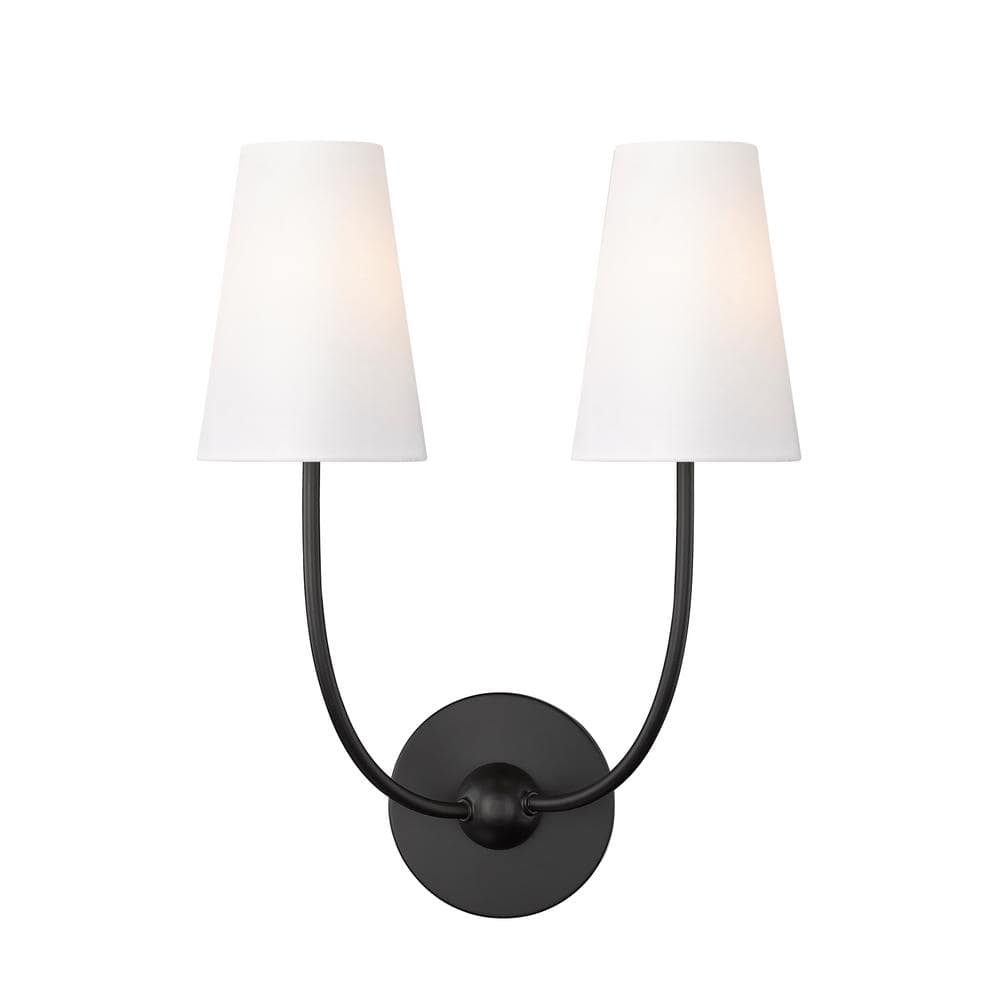 Matte Black and White 2-Light Wall Sconce