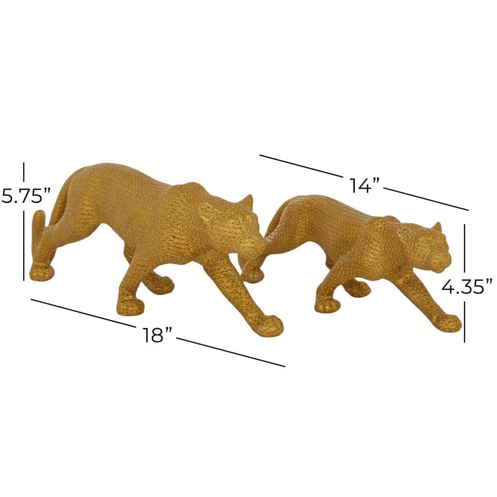 Elegant Gold Resin Leopard Statues Set of 2