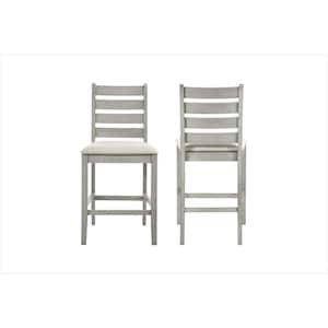 New Classic Furniture Pascal Driftwood Ladderback Counter Chair with Fabric Cushion (Set of 2)
