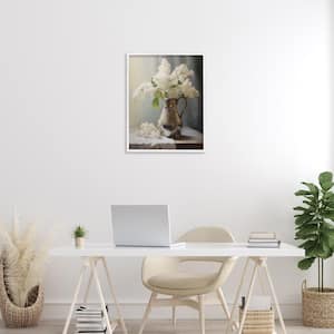 White Lilacs Still Life by Arlington Prints White Framed Nature Giclee Art Print 30 in. x 24 in.