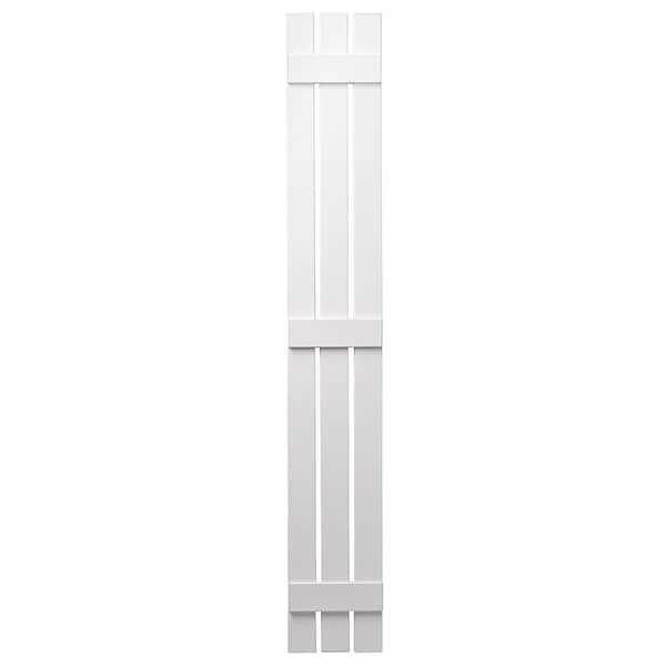 Ply Gem 12 in. x 81 in. Polypropylene 3-Board Open Board and Batten Shutters Pair in White