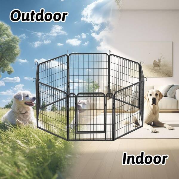 GOGEXX 54 in. L x 54 in. W x 32 in. H 8 Panels Metal Pet Playpen with Door Dog Fence Playground Puppy Guard For Outdoor
