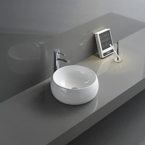 Vista 12 in. Vessel Bathroom Sink in White Porcelain