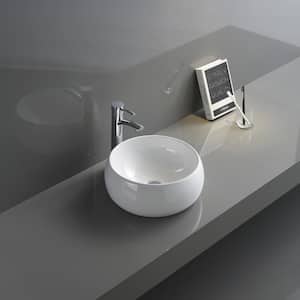 12 in. Above Vanity Counter Bathroom Porcelain Ceramic Vessel Sink in White
