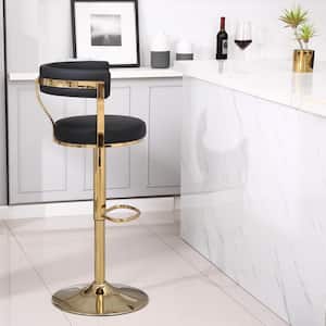 42.52 in. Black Low Back Metal Counter Bar Stool with PU Seat