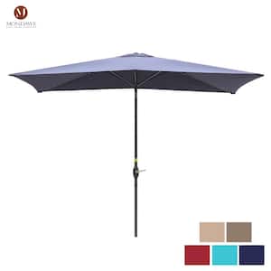 10 ft. Rectangular Aluminum Market Patio Umbrella Outdoor Umbrella in Navy Blue with Crank and Tilt
