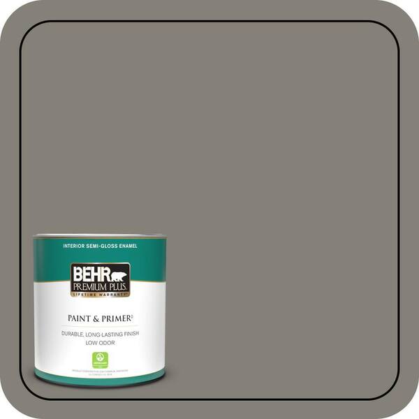 BEHR PREMIUM PLUS 1 qt. #N360-5A Wood Ash Semi-Gloss Enamel Low Odor Interior Paint & Primer