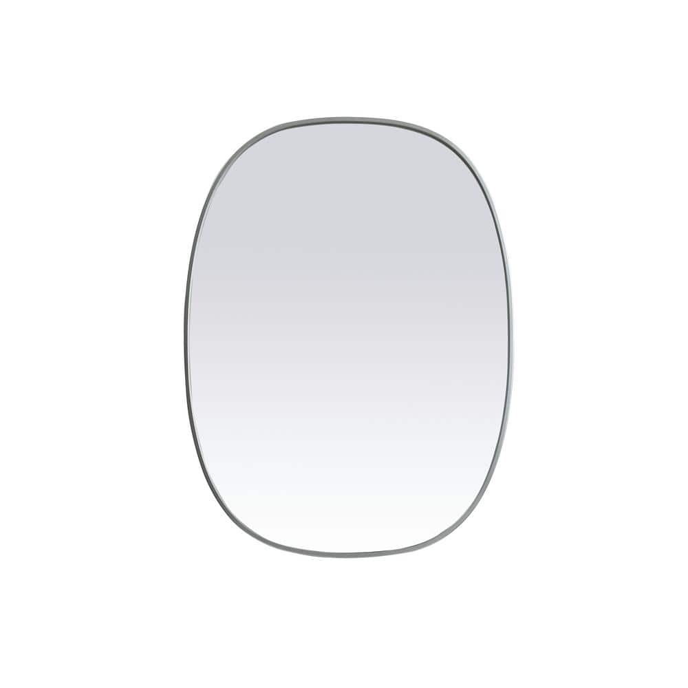 Silver Metal Framed Oval Full Length Vanity Mirror
