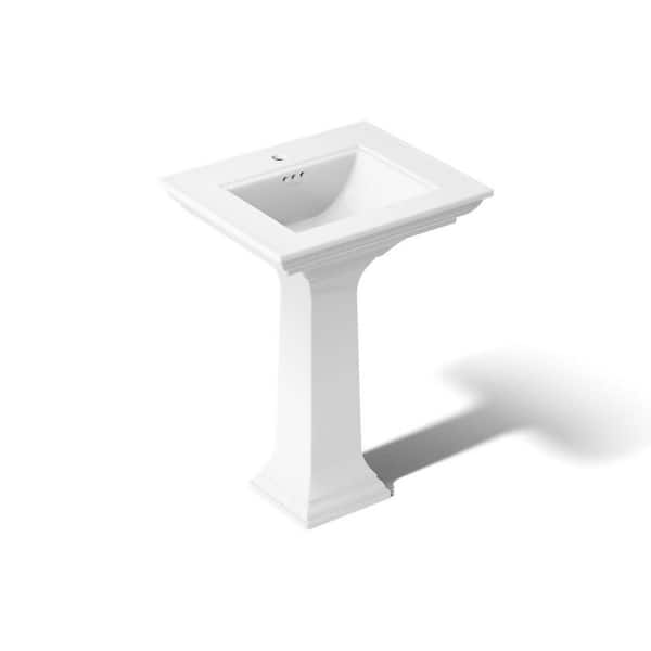 Memoirs Stately Ceramic Pedestal Bathroom Sink Combo in White with Overflow Drain