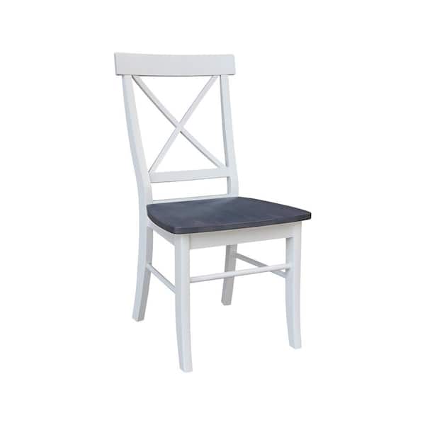 International Concepts Alexa X Back White/Gray Solid Wood Chair (Set of 2)