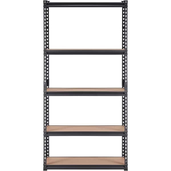 36 in. L  x 18 in. W x 72 in.H 5-Tier Adjustable Metal Shelving-2000 lbs. Garage/Laundry Organizer in Black