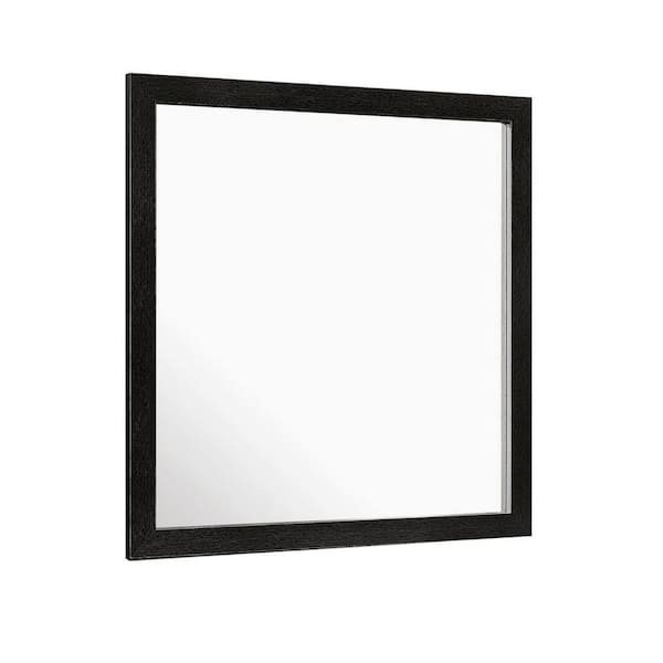 Benjara Black 1 in. W x 39.57 in. H Modern Square Wood Dresser Mirror