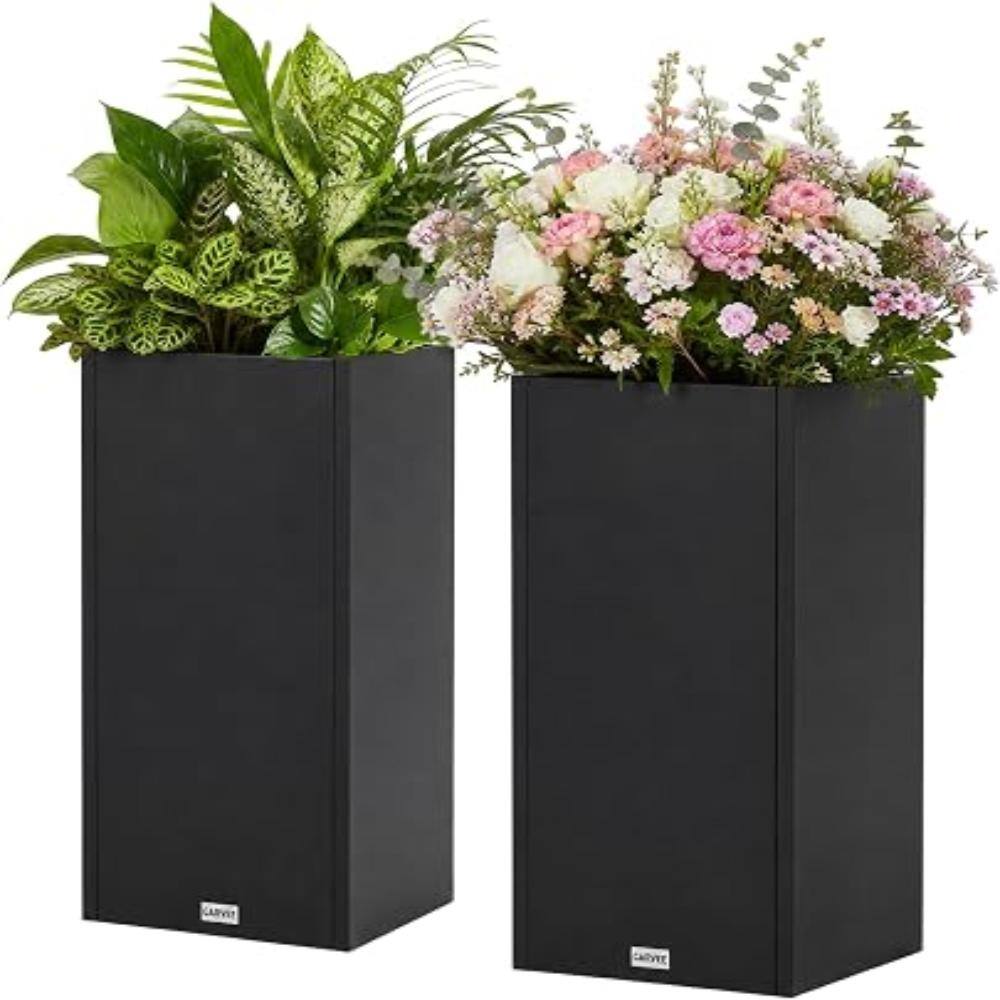 2PCS 30x15x15 Inch Metal Planter Box with Adjustable Shelf & Drainage, Tall Steel Planter for Entryway, Artificial Trees price history on PriceWatchPro