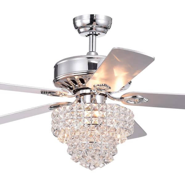 Bryanya 52 in. Chrome Indoor Remote Controlled Ceiling Fan with Light Kit
