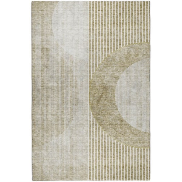 Dream Shag Premium Machine Washable Abstract ADS676 Taupe 10 ft. x 14 ft. Area Rug