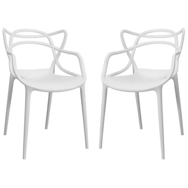 Mod Made Modern Plastic White Loop Dining Side Chair (Set of 2)