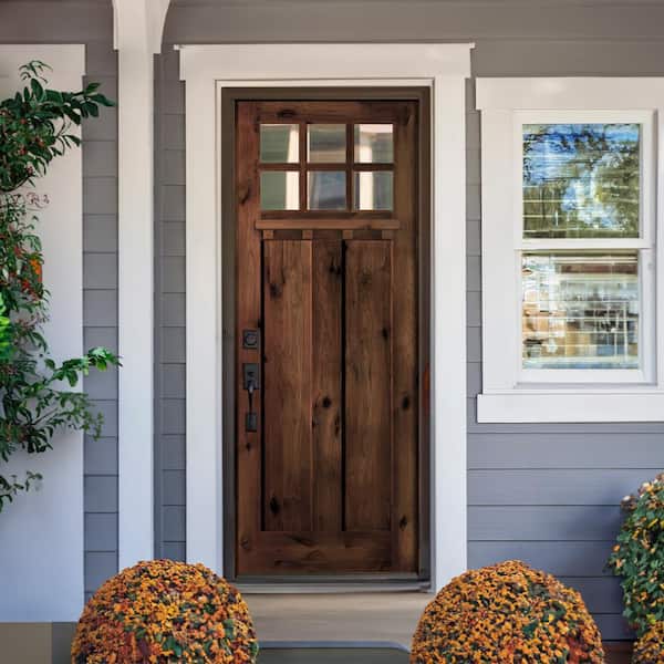 Creative Entryways Craftsman Solid Wood Prehung Front Door with Clear Glass - 42