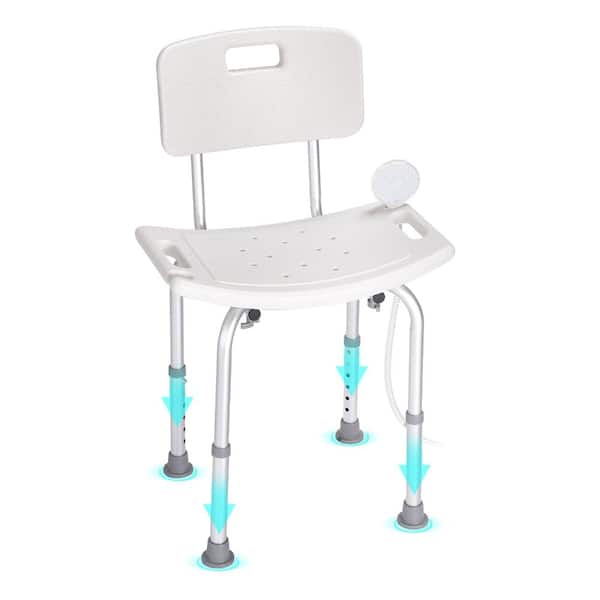 Shower Chair with Back, Height Adjustable Shower Stool, Non-Slip Bath Bench for Shower Tub, 350 Lbs Capacity