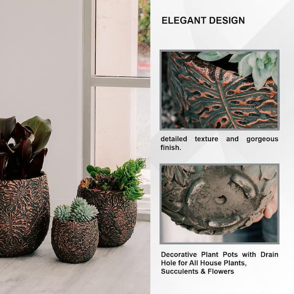 Bronze and Natural Clay Ceramic Planters | Elegant, Minimalist outlets Design